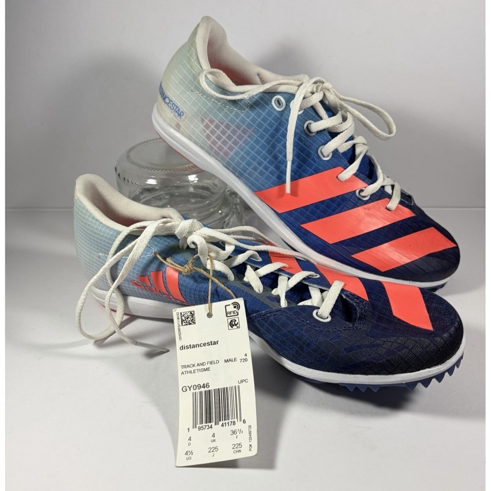 Adidas Distancestar Track & Field Spikes-Male US 4.5-GY0946 Blue & Pink NEW